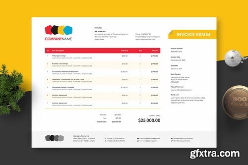 Horizontal Landscape Invoice Template 32