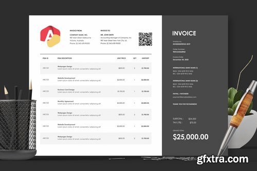 Horizontal Landscape Invoice Template 33