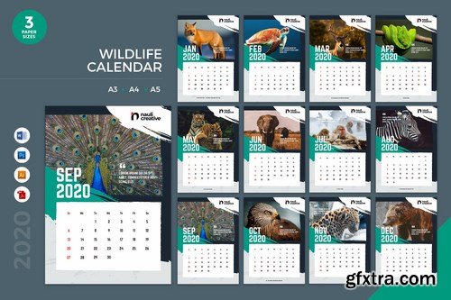 Wildlife Calendar 2020 Calendar - AI, DOC, PSD