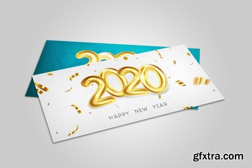 Happy New Year 2020 greeting card