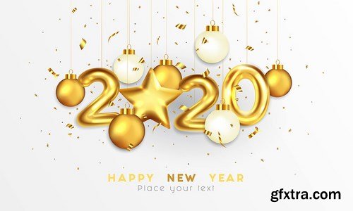 Happy New Year 2020 greeting card