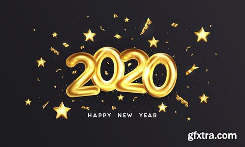 Happy New Year 2020 greeting card