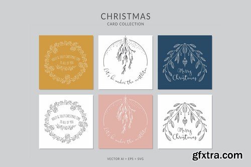 Christmas Greeting Card Vector Set Bundle