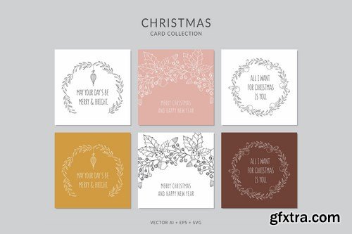 Christmas Greeting Card Vector Set Bundle