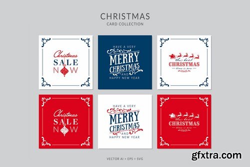 Christmas Greeting Card Vector Set Bundle