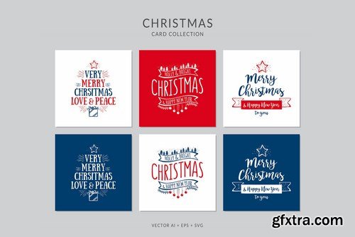 Christmas Greeting Card Vector Set Bundle