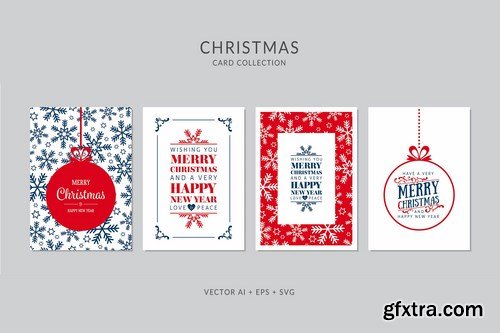 Christmas Greeting Card Vector Set Bundle