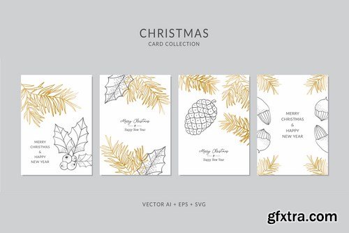 Christmas Greeting Card Vector Set Bundle