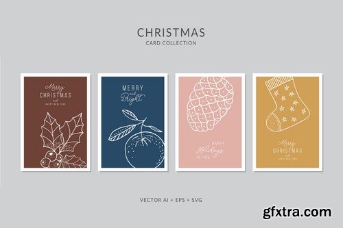 Christmas Greeting Card Vector Set Bundle