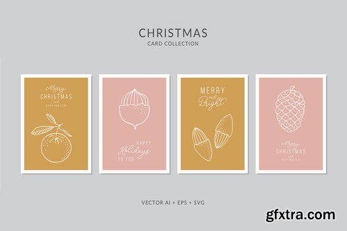 Christmas Greeting Card Vector Set Bundle