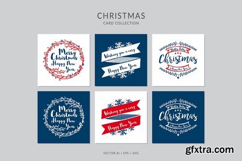 Christmas Greeting Card Vector Set Bundle