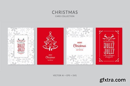 Christmas Greeting Card Vector Set Bundle