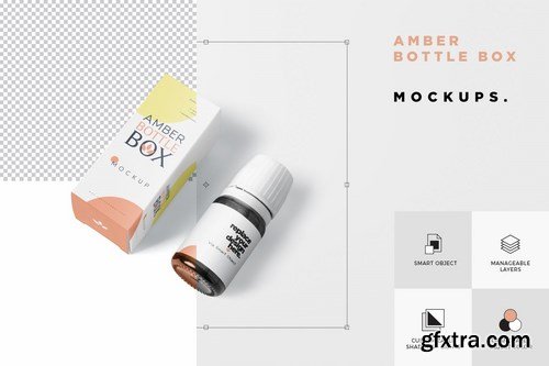 Amber Bottle Box Mockup Set