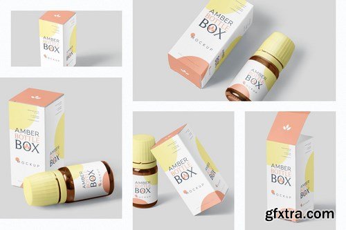 Amber Bottle Box Mockup Set