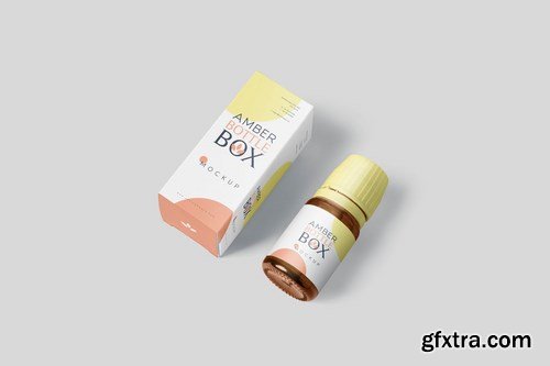 Amber Bottle Box Mockup Set