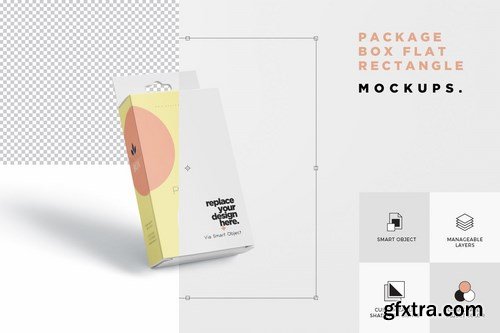 Package Box Mockup Set- Flat Rectangle with Hanger