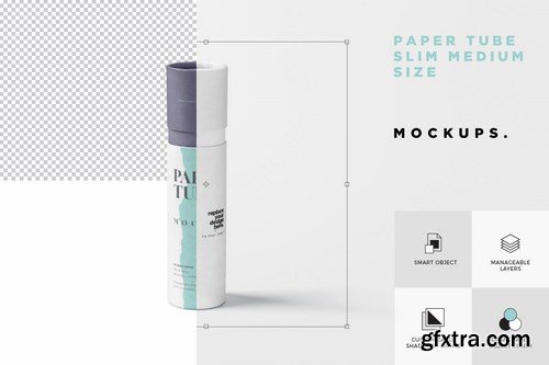 Paper Tube Mockup Set - Slim Medium Size