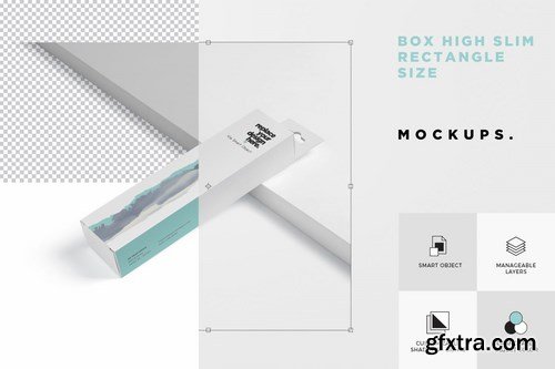 Box Mockup PSDs - High Slim Rectangle Size Hanger