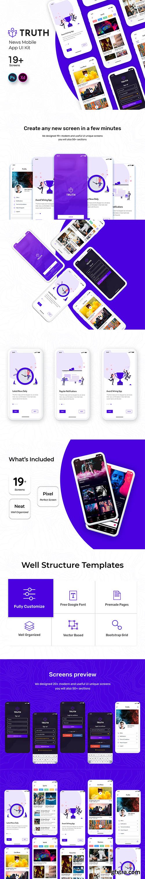 Truth: News Mobile App UI Kit