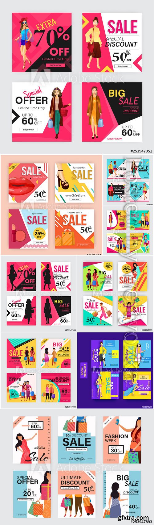 Sale template or poster design with different discount offers and 