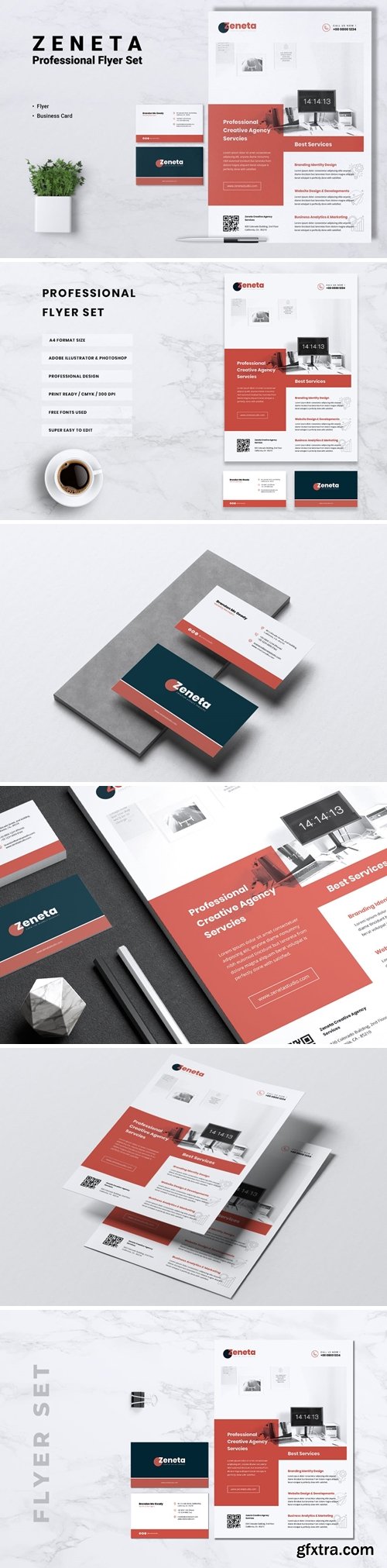 ZENETA Creative Agency Flyer & Business Card