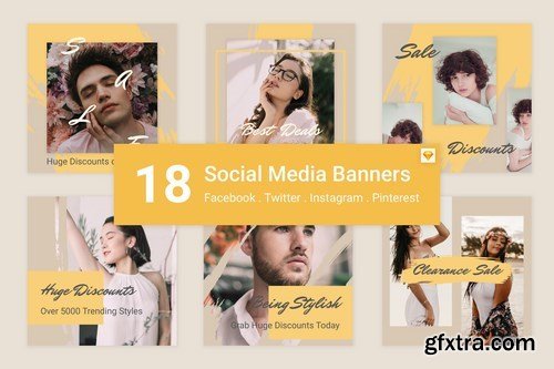 18 Social Media Banners Kit (Vol. 8) for Sketch