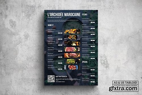 Elegant Food Menu - A3 & US Tabloid Poster