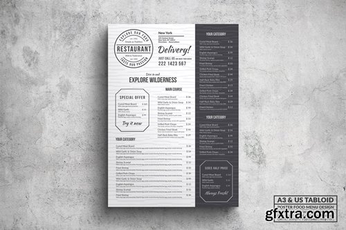 Minimal Elegant Food Menu - A3 & US Tabloid Poster