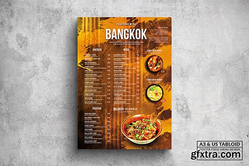 Bangkok Thai Food Menu - A3 & US Tabloid Poster