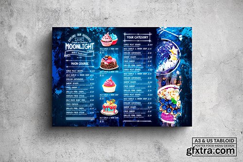 Moonlight Bakery Menu - A3 & US Tabloid Poster