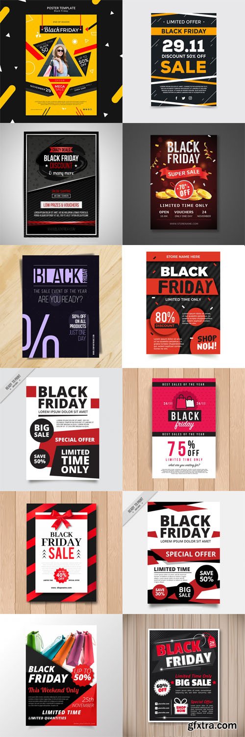 Black Friday Sales Flyers Vector Collection Vol.1