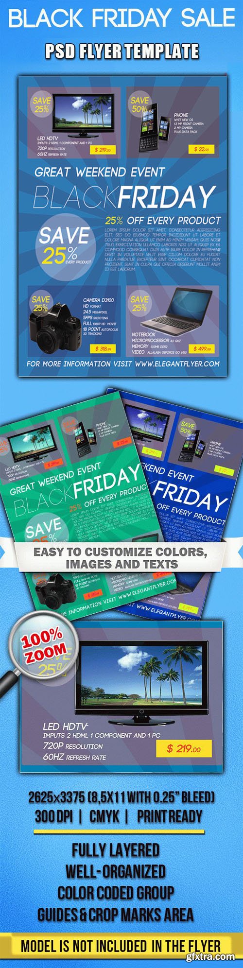 Black Friday Sale Flyer PSD Template - Great Weekend Event