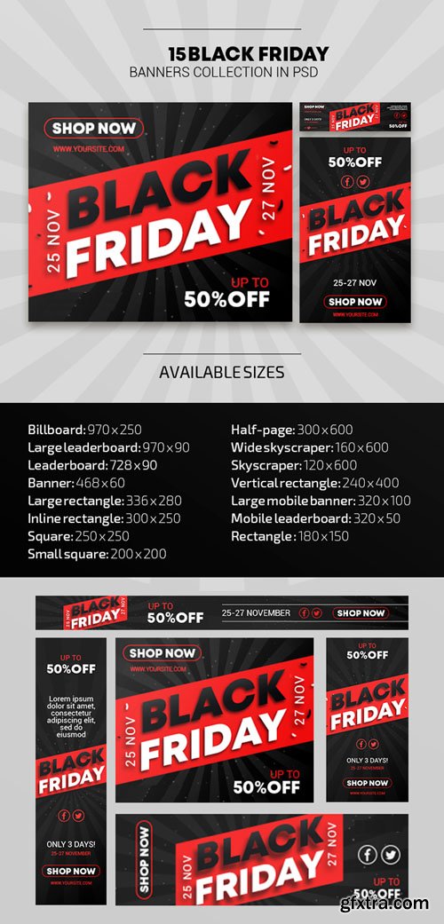 15 Black Friday Banners PSD Collection