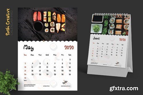 2020 Sushi Resto Creative Calendar Pro