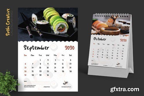 2020 Sushi Resto Creative Calendar Pro