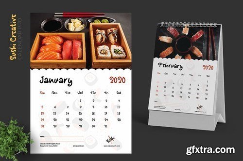 2020 Sushi Resto Creative Calendar Pro