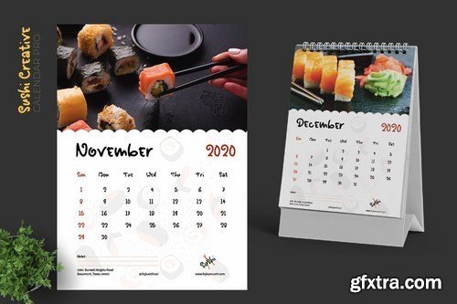 2020 Sushi Resto Creative Calendar Pro