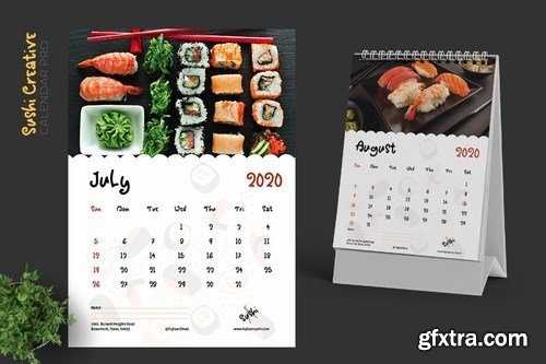 2020 Sushi Resto Creative Calendar Pro