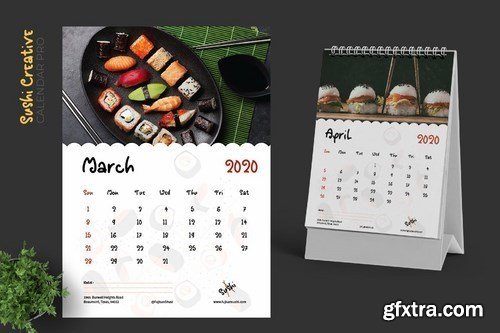 2020 Sushi Resto Creative Calendar Pro