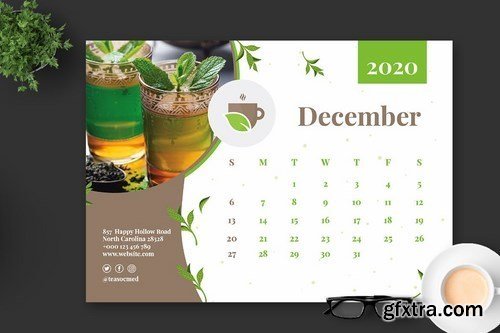 2020 Tea Herbal Green Calendar Pro