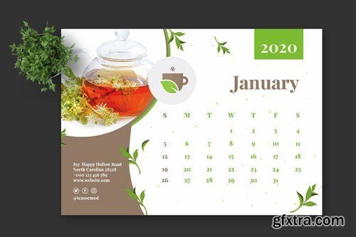 2020 Tea Herbal Green Calendar Pro