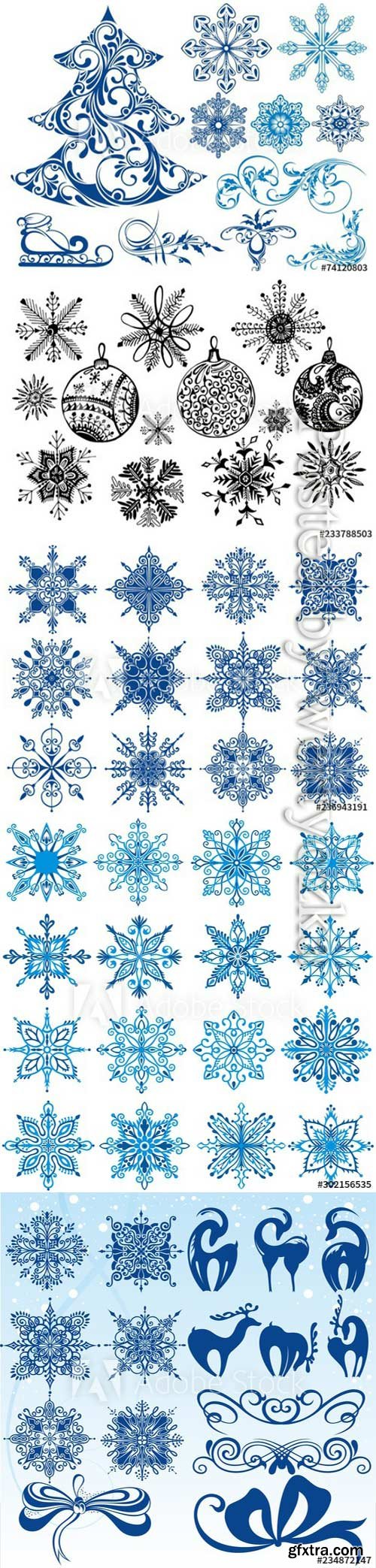 Set of vector snowflakes