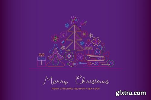 Merry Christmas neon design vector print template