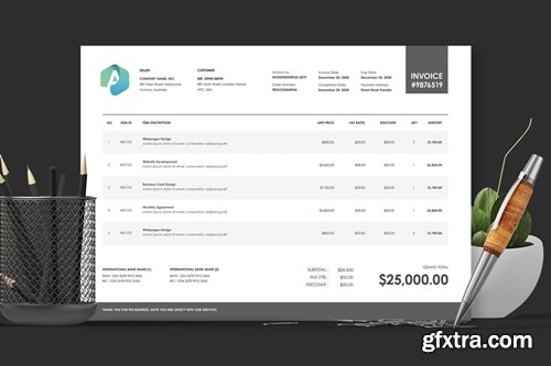 Horizontal Landscape Invoice Template 34