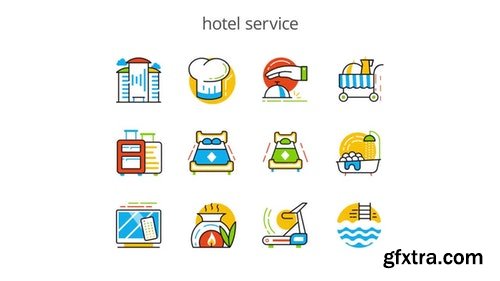 MotionArray Hotel Services - Flat Animation Icons 301816