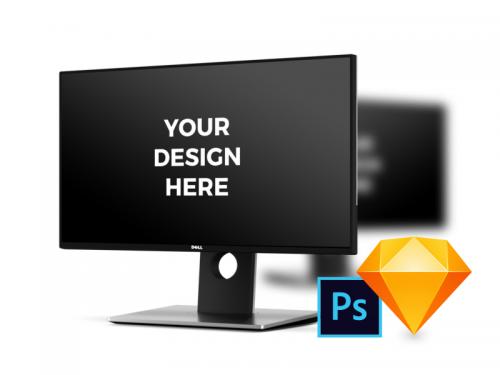 3x Dell U2417H 24" Mockups - 3x-dell-u2417h-24-mockups