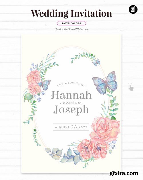 Floral Hand-drawn Watercolor Wedding Invitation