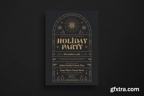 Gold Deco Holiday Party Event Flyer