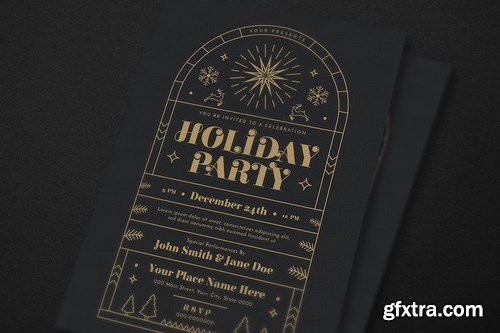 Gold Deco Holiday Party Event Flyer