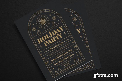 Gold Deco Holiday Party Event Flyer